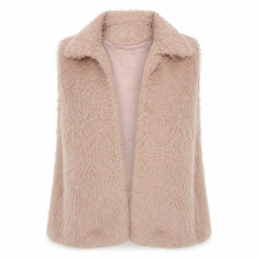 Front view of Boohoo women’s pink gilet jacket, size UK 14