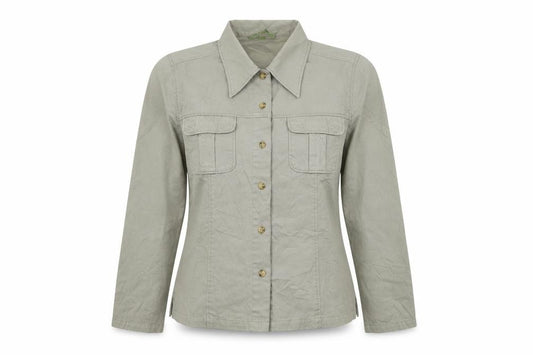 Front view of Motion picture women’s green jacket, size L