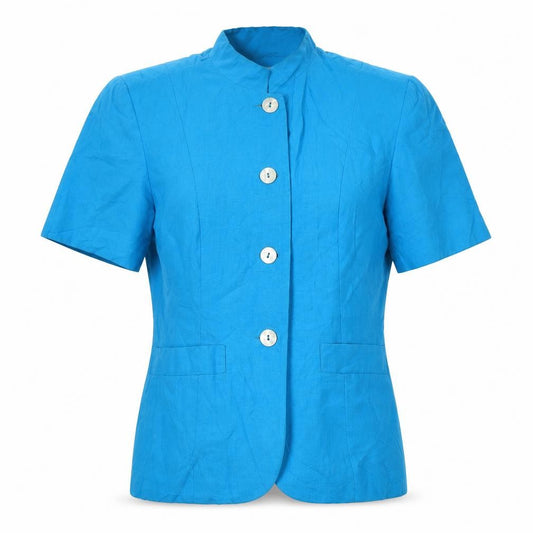 Front view of Wallis women’s blue jacket blazer, size UK 10