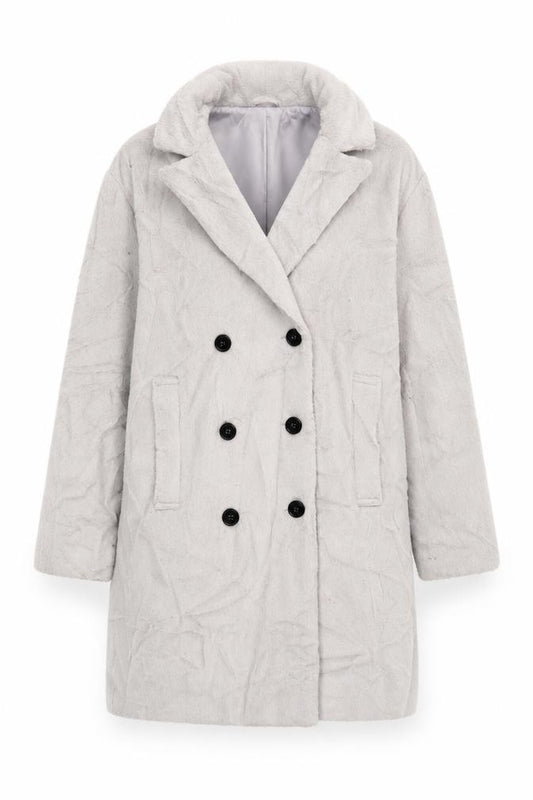 Front view of Atmosphere women’s grey overcoat coat, size UK 14