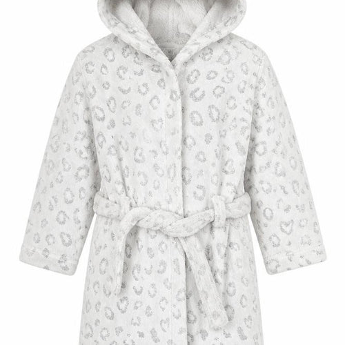 John Lewis Girls Grey Animal Print  Kimono Robe Size 5 Years