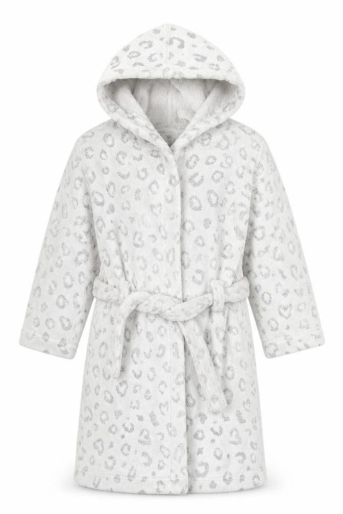 John Lewis Girls Grey Animal Print  Kimono Robe Size 5 Years