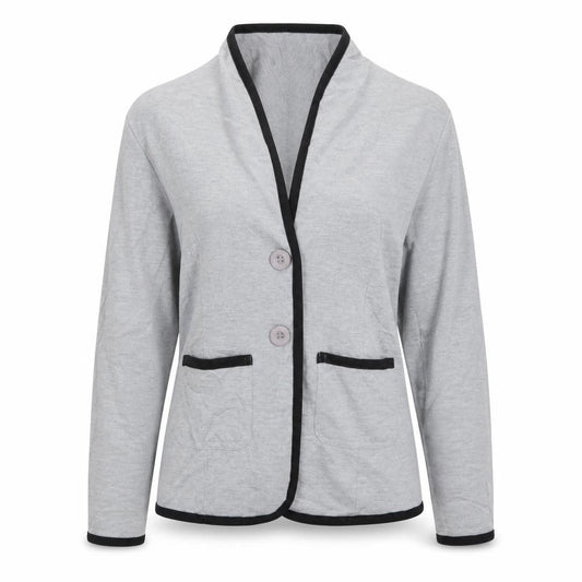 Front view of Ai mei li women’s grey jacket, size L