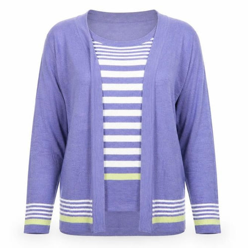 EWM Womens Purple  Knit Cardigan Jumper Size 10  - Top and cardigan in one