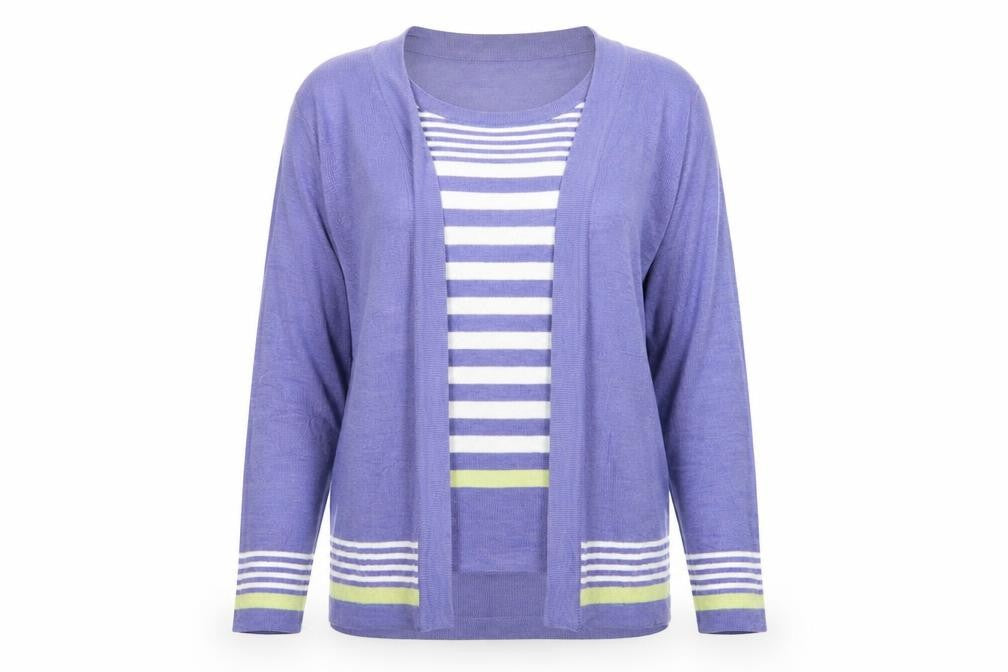 EWM Womens Purple  Knit Cardigan Jumper Size 10  - Top and cardigan in one