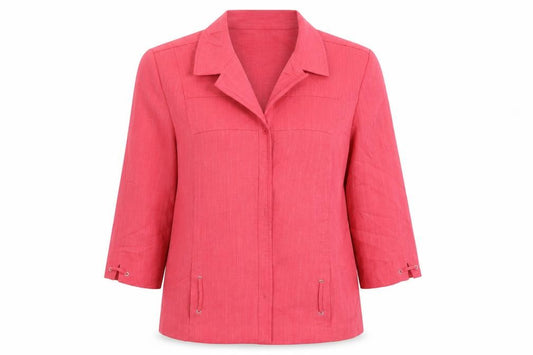 Front view of Oscar B women’s pink jacket blazer, size UK 12