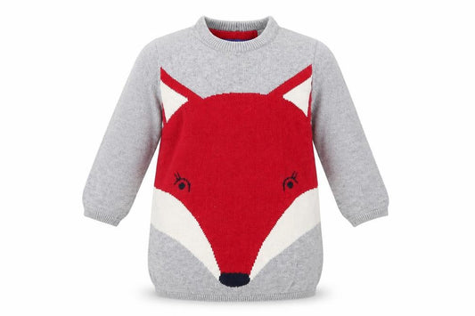 Front view of Lupilo girls’ grey jumper, size 3-6, months