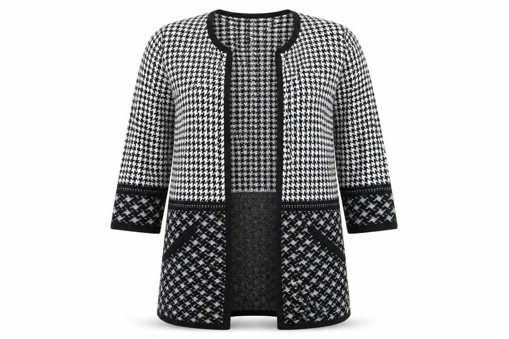 F&F Womens Black Argyle/Diamond  Cardigan Jumper Size 8