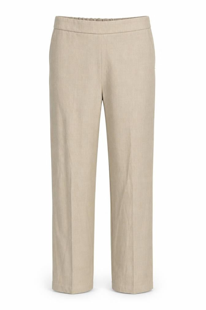 Front view of Marks & Spencer men’s beige trousers, size 18, 29-inch leg