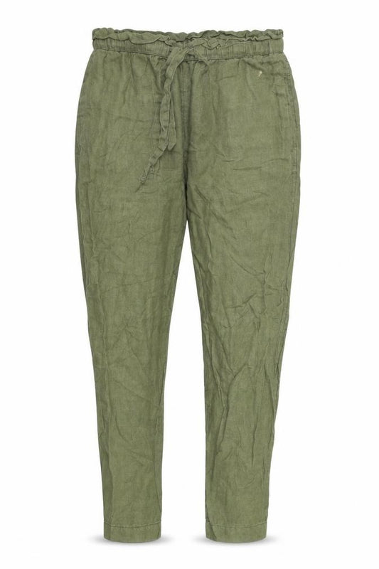Front view of Country Road women’s green trousers, size UK 8, 25-inch leg