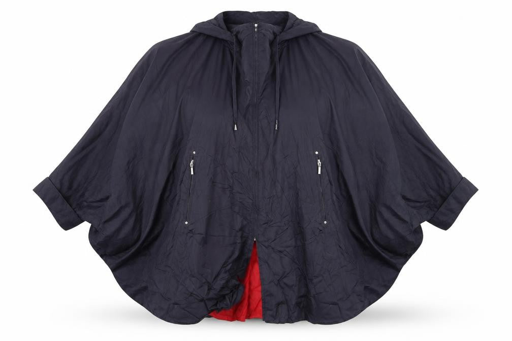 Front view of flare women’s blue jacket coat, size UK 8