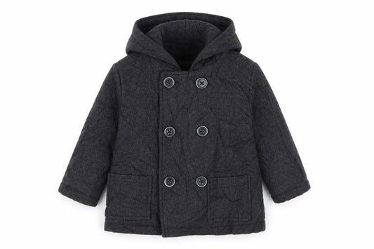 Front view of absorbs boys’ grey basic coat coat, size 12, months