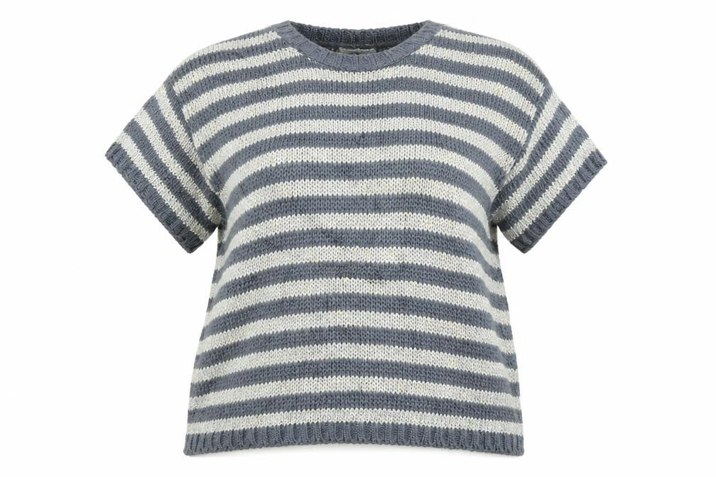 M&S Woman Womens Blue Striped Knit Pullover Jumper Size 18