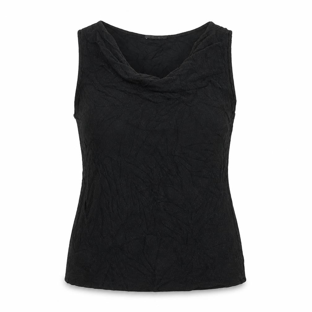 Front view of Fodby women’s black basic tank, size UK 14