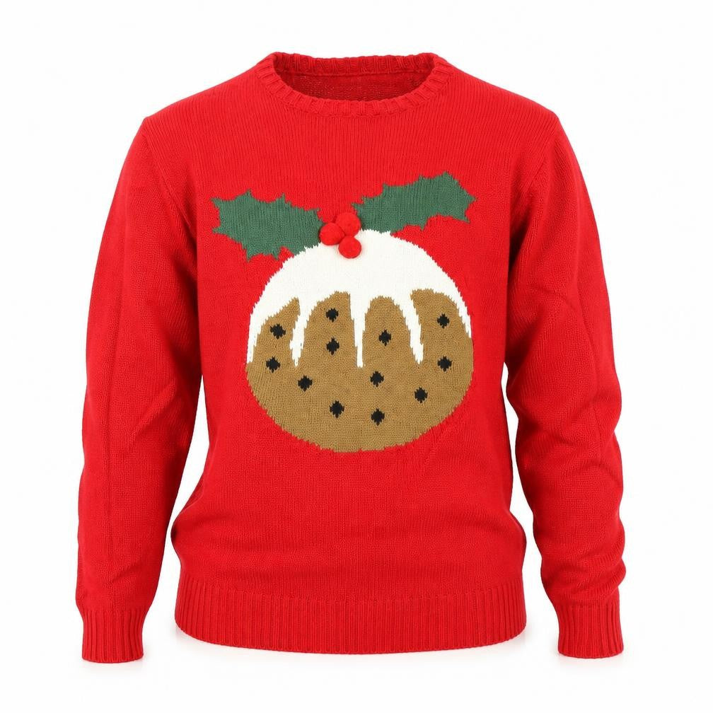 Front view of Cedarwood State men’s red knit jumper, size XS, - christmas jumper
