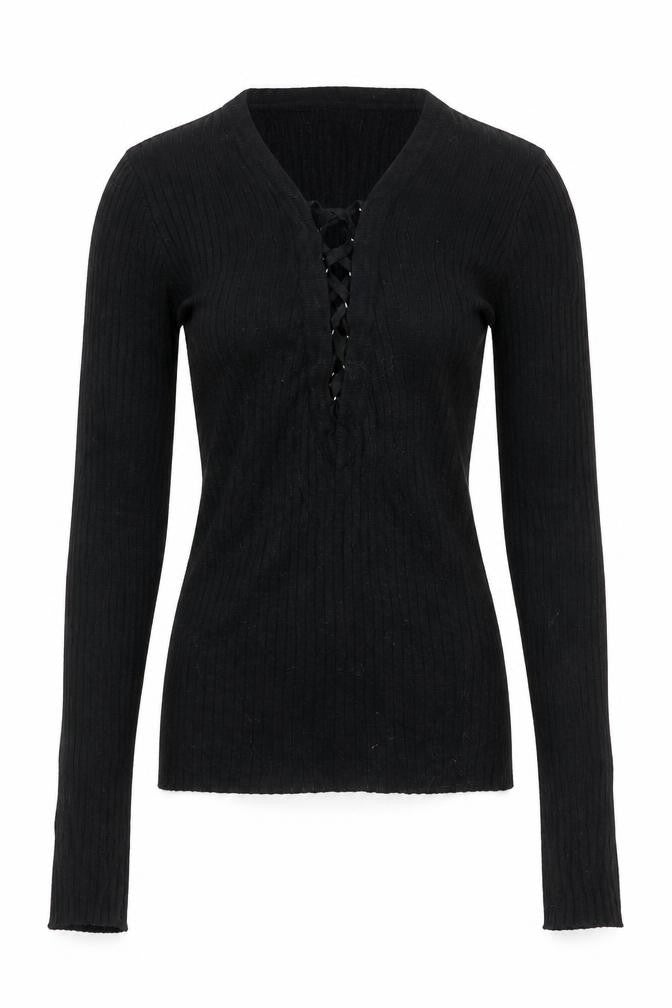 Front view of LU NYC women’s black jumper, size S, - stretch fabric