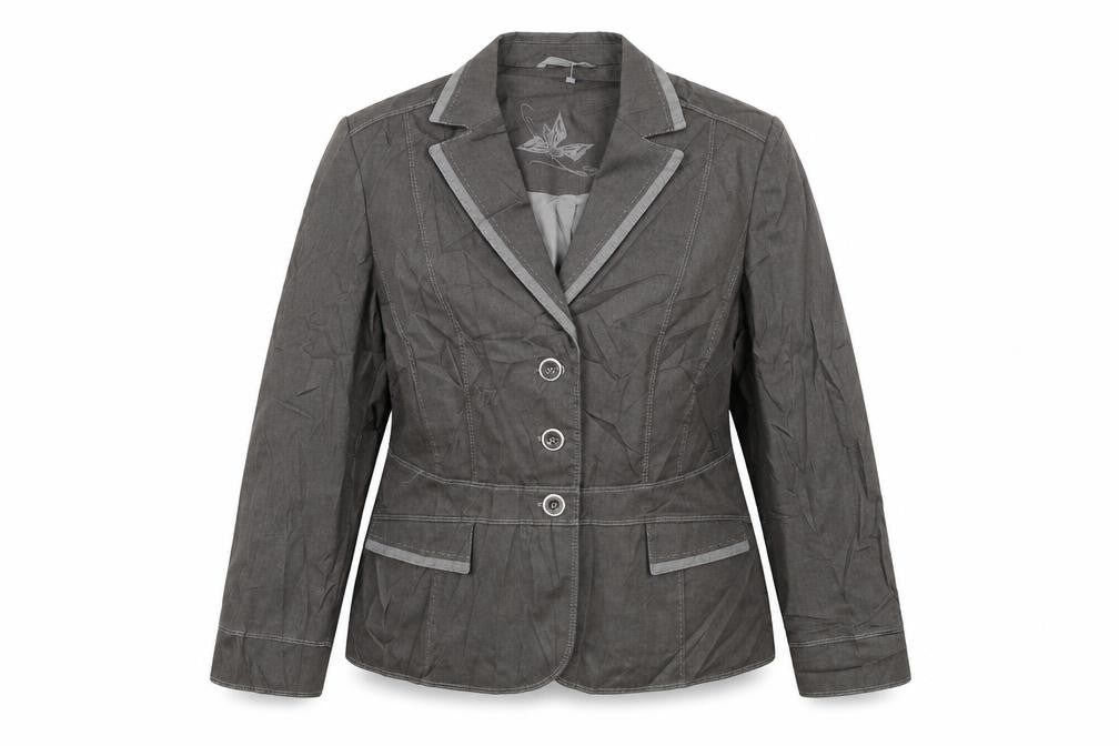 Front view of prewon women’s green jacket, size UK 18
