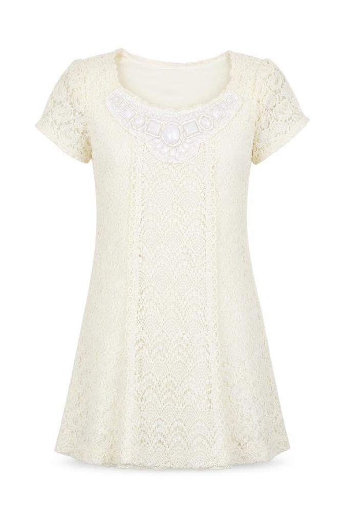 Cutie Womens White Floral Lace Fit & Flare  Size S