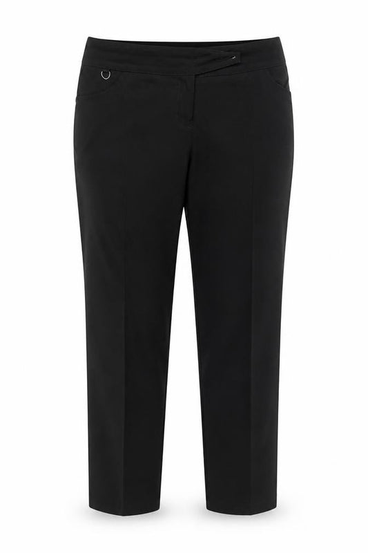 Front view of Collection women’s black trousers, size UK 14, 27-inch leg