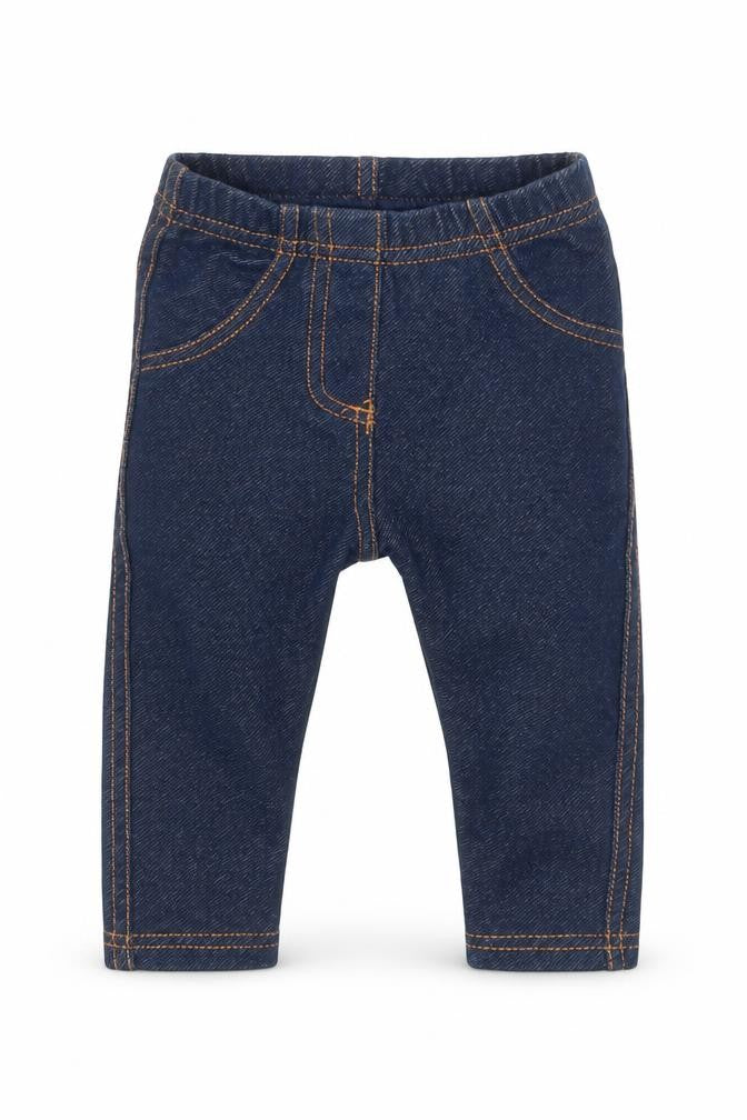 Front view of M girls’ blue capri jeans, size 3-6, months