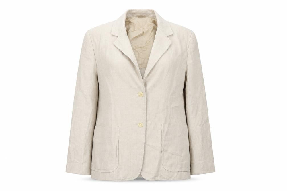 Front view of Platinum women’s beige jacket blazer, size UK 12