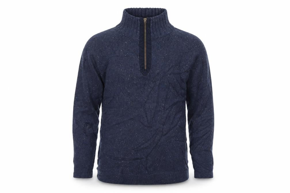 Front view of Peter Gribby men’s blue full zip sweatshirt, size M