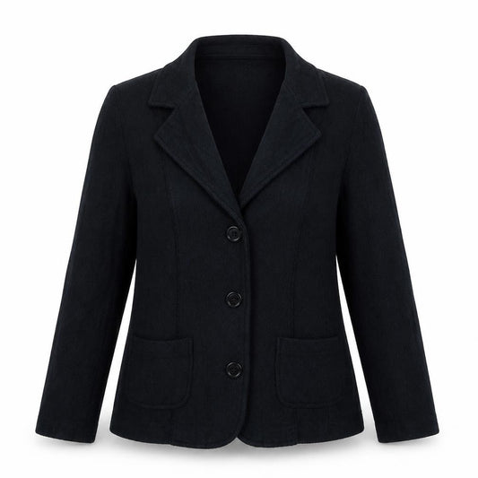 Front view of monari women’s black jacket blazer, size UK 10