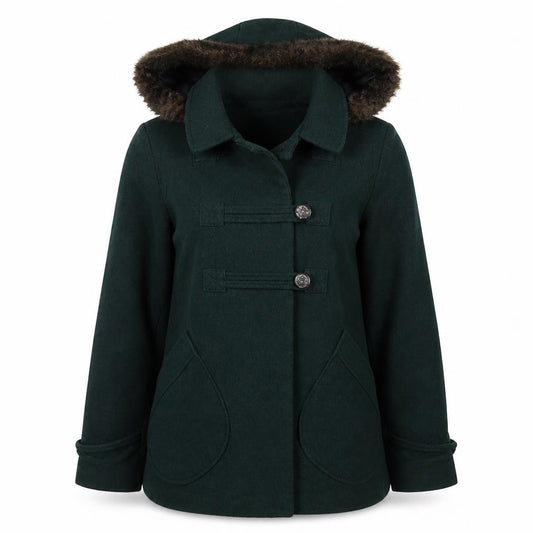 Front view of ASOS women’s green jacket coat, size UK 6