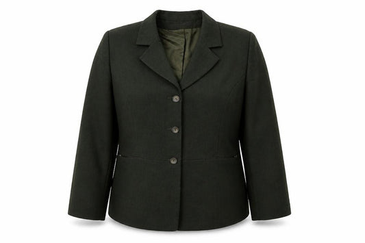 Front view of La Divine women’s green jacket blazer, size UK 16