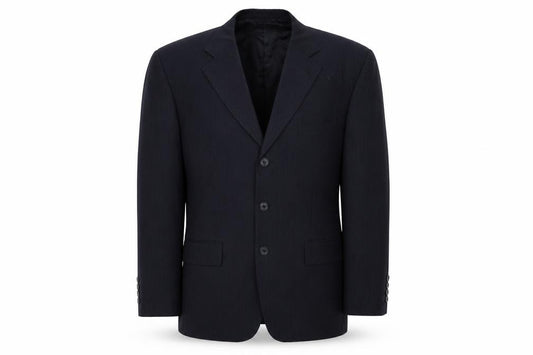 Front view of A Prime men’s blue striped jacket suit jacket, size 44