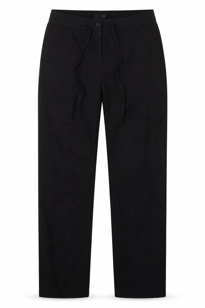 Front view of River Island women’s black sweatpants, size UK 32, 28-inch leg