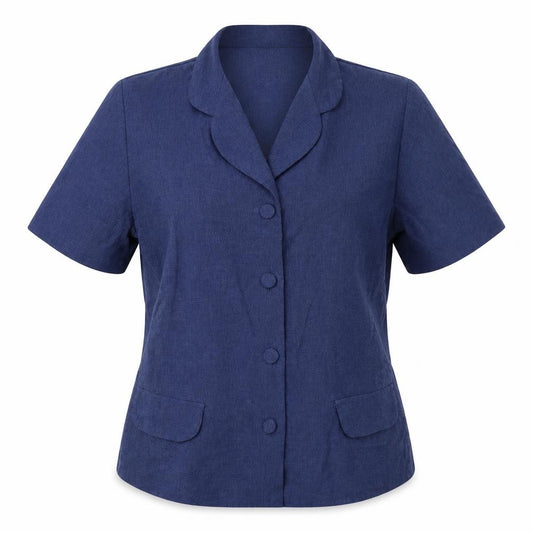 Front view of classic image women’s blue jacket blazer, size UK 12