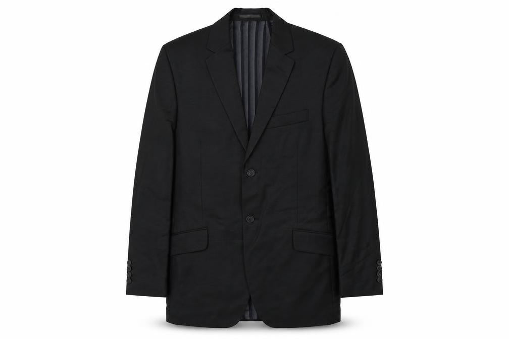 Front view of daniel hetcher men’s black jacket blazer, size 38