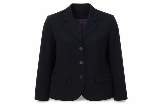 Front view of Wardrobe women’s blue jacket blazer, size UK 20