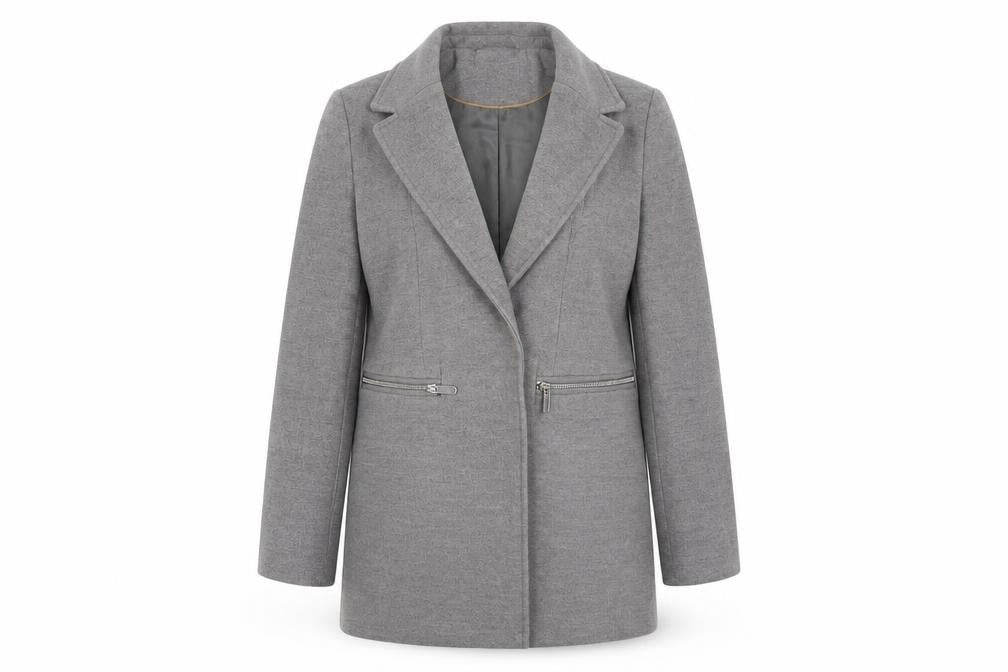Front view of Topshop women’s grey jacket blazer, size UK 4
