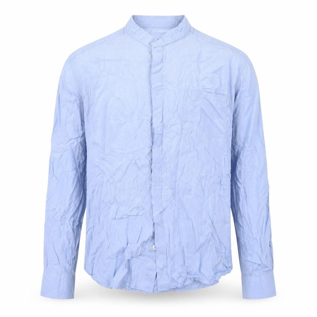 Front view of Cross Designs men’s blue button-up, size M