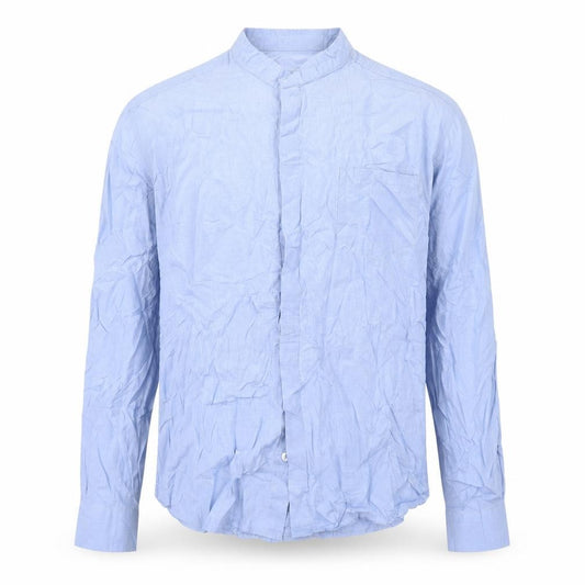 Front view of Cross Designs men’s blue button-up, size M