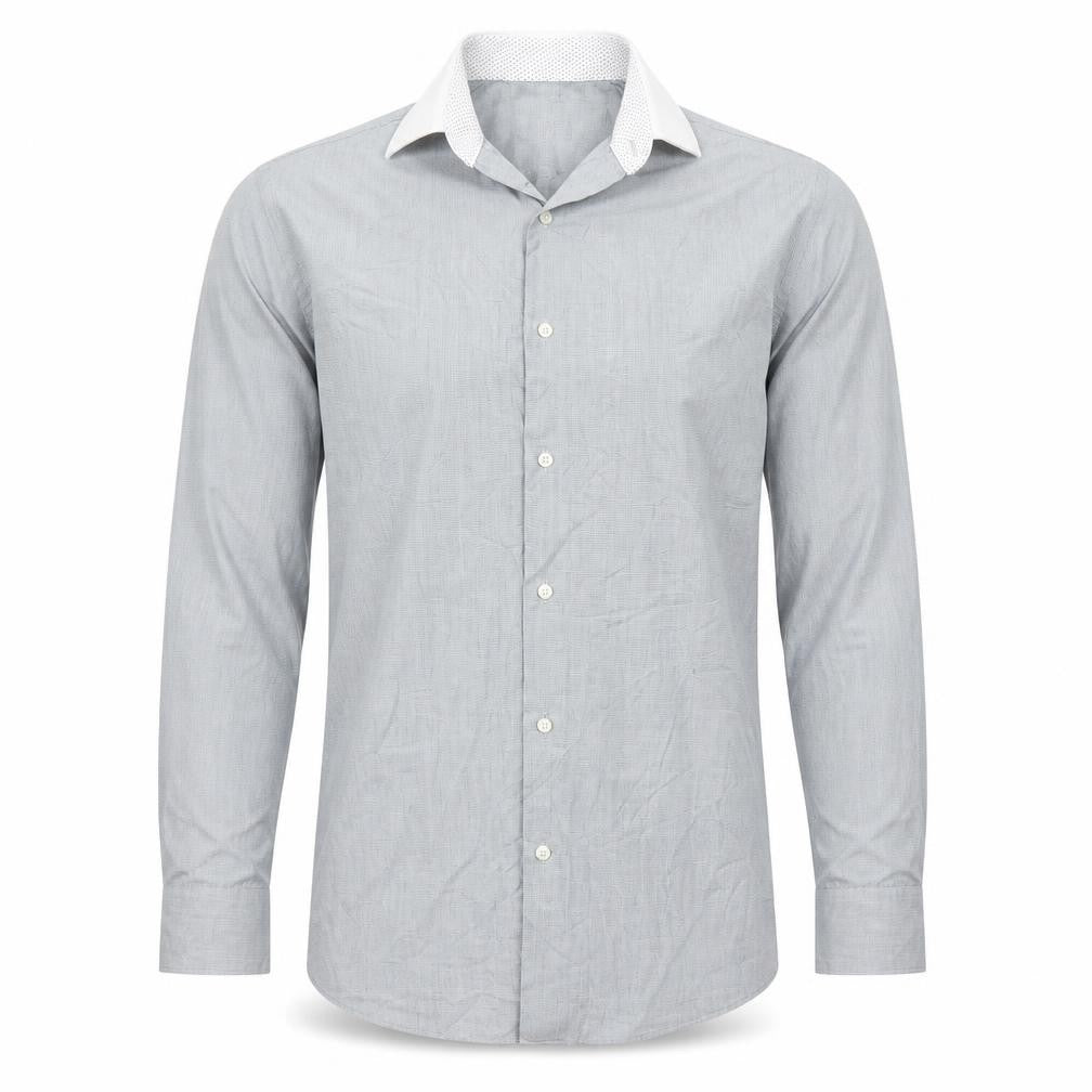 Front view of Next men’s grey button-up, size 14.5