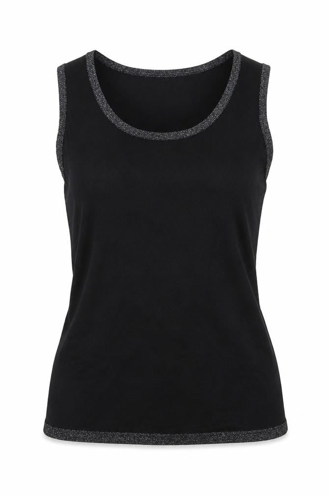 Front view of TCM women’s black basic blouse, size UK 10