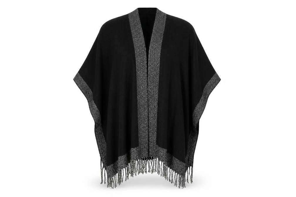 Front view of Preworn women’s black shawl/wrap