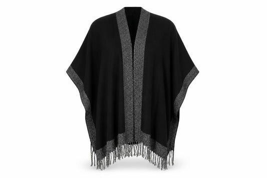 Front view of Preworn women’s black shawl/wrap