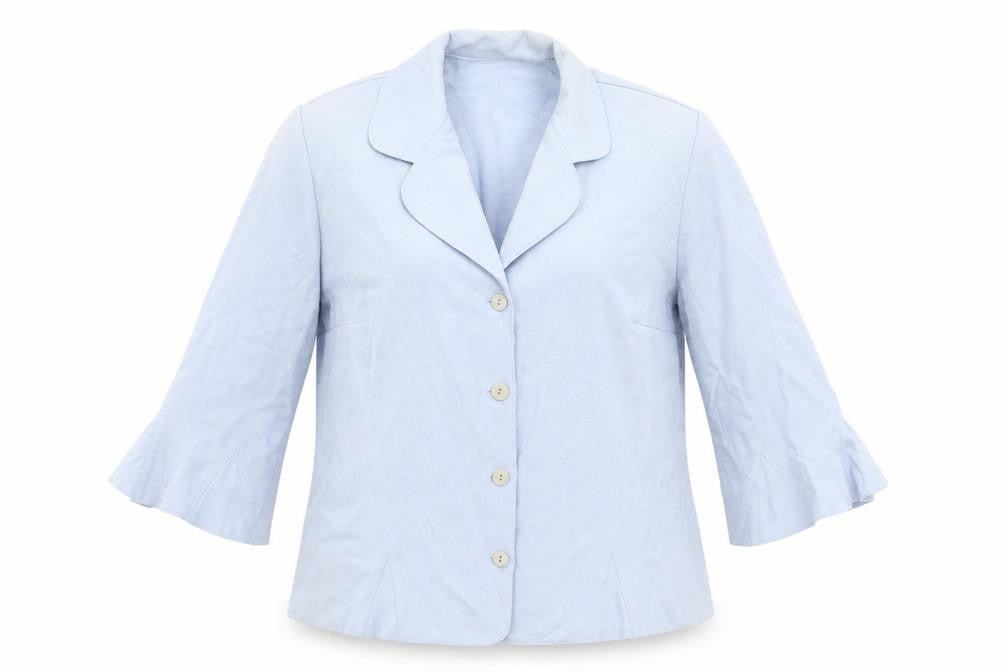 Front view of Preworn women’s blue jacket blazer, size UK 14