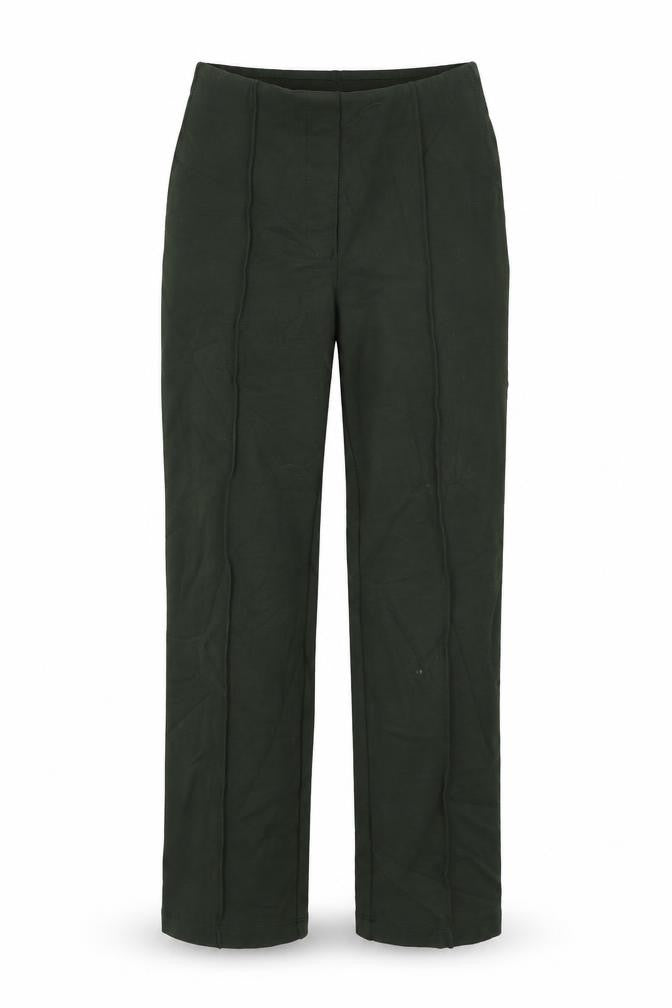 Front view of Marks & Spencer women’s green trousers, size UK 8, 26-inch leg