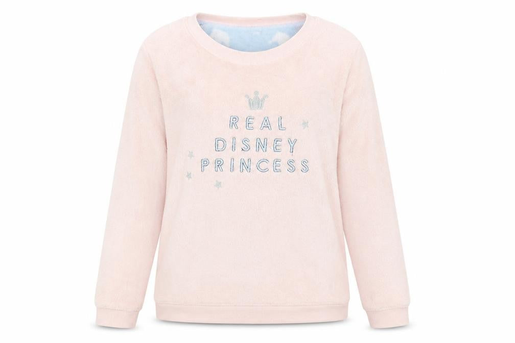 Front view of Disney women’s pink solid top pyjama top, size UK 10, - real disney princess