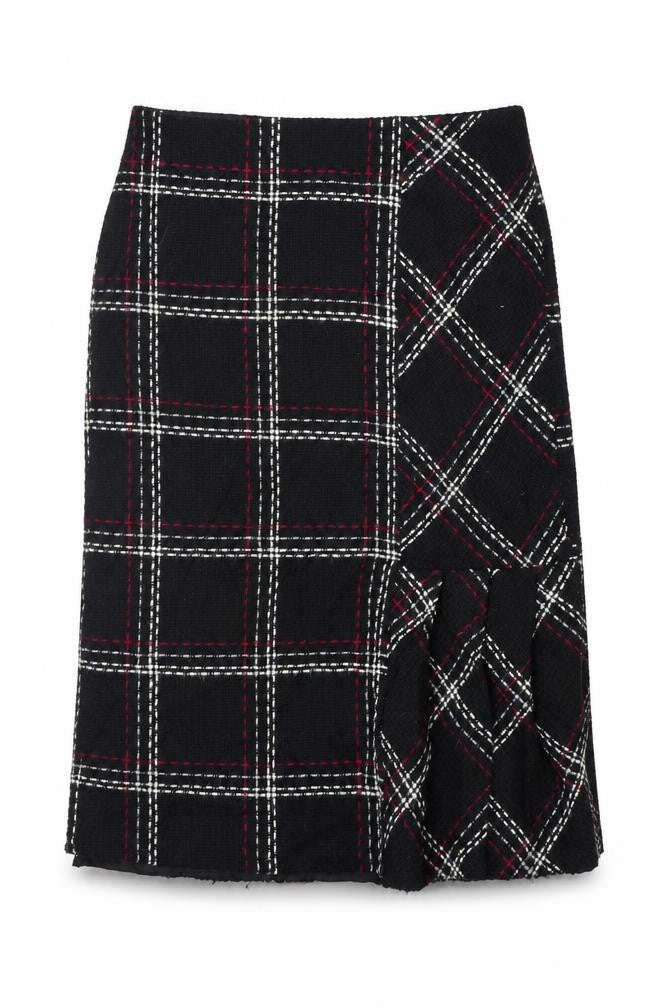 FLORNCE + FRED Womens Black Check  A-Line Skirt Size 10