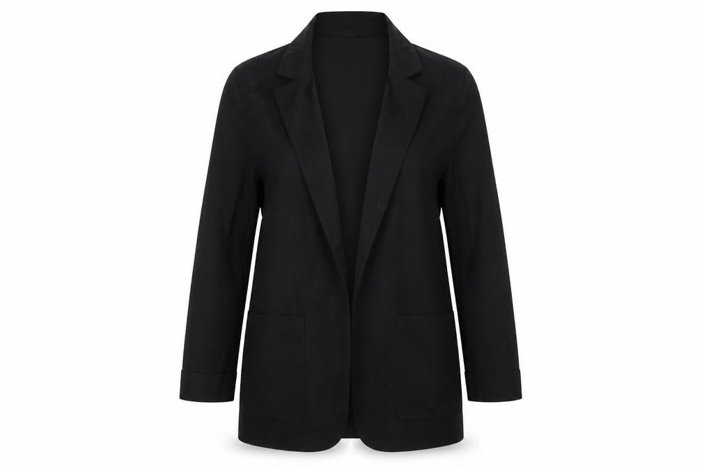 Front view of Marks & Spencer women’s black cardigan jumper, size UK 10