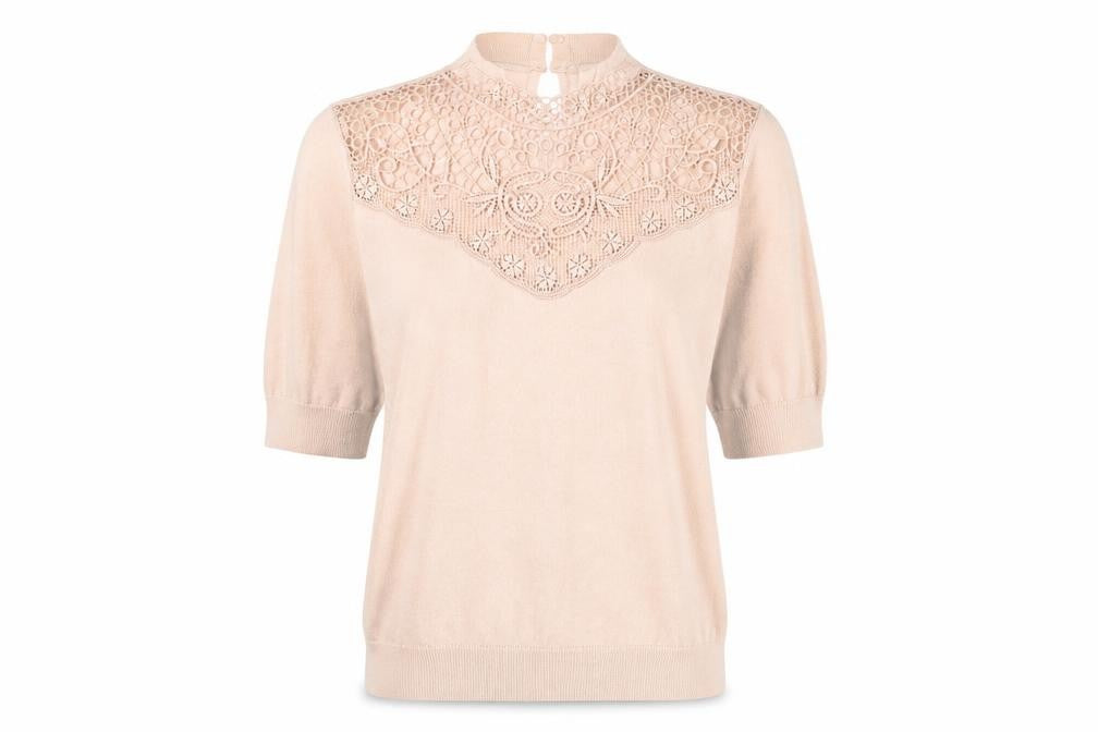 Front view of Marks & Spencer women’s beige jumper, size UK 10