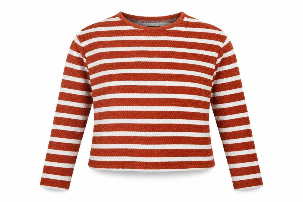Front view of New Look women’s orange striped jumper, size S