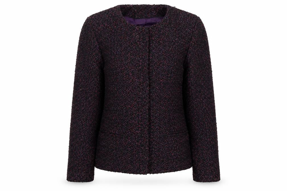 Front view of Marks & Spencer women’s black overcoat coat, size UK 12