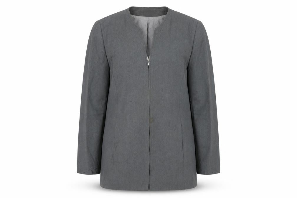 Front view of OPUS women’s grey jacket, size UK 16